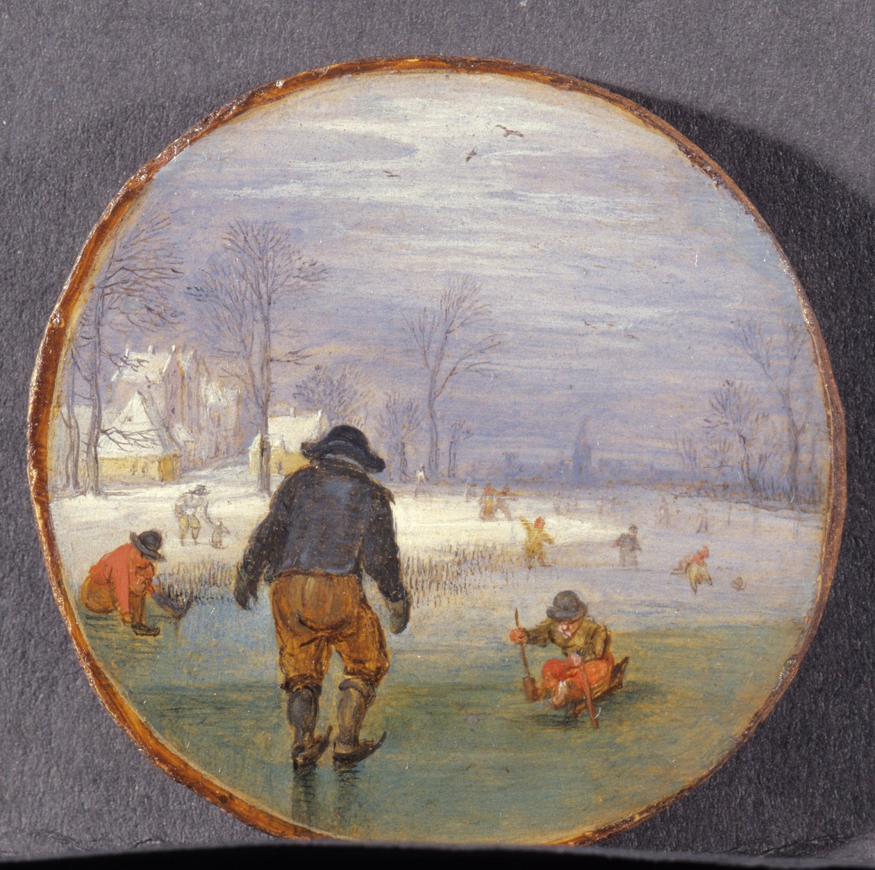 Łyżwiarze w krajobrazie (panel) autorstwa Adriaen Pietersz van de Venne
