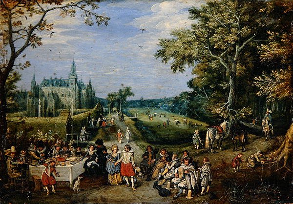 Przypowieść o synu marnotrawnym (olej na miedzi) autorstwa Adriaen Pietersz. van de Venne