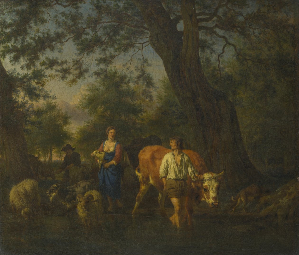 Chłopi z bydłem brodzącym potok, ok. 1662 autorstwa Adriaen Velde van de