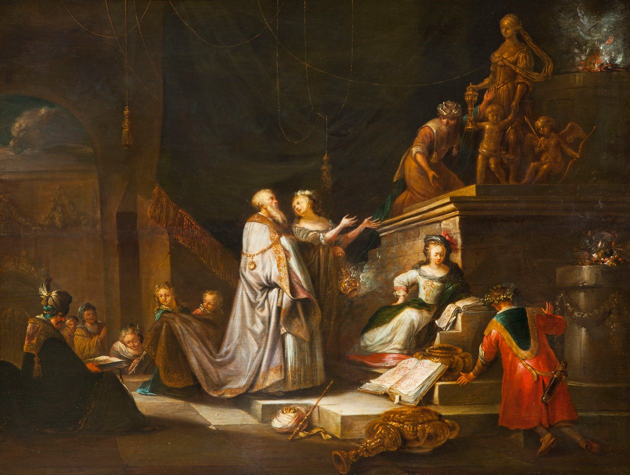 Bałwochwalstwo króla Salomona. autorstwa Adriaen Verdoel