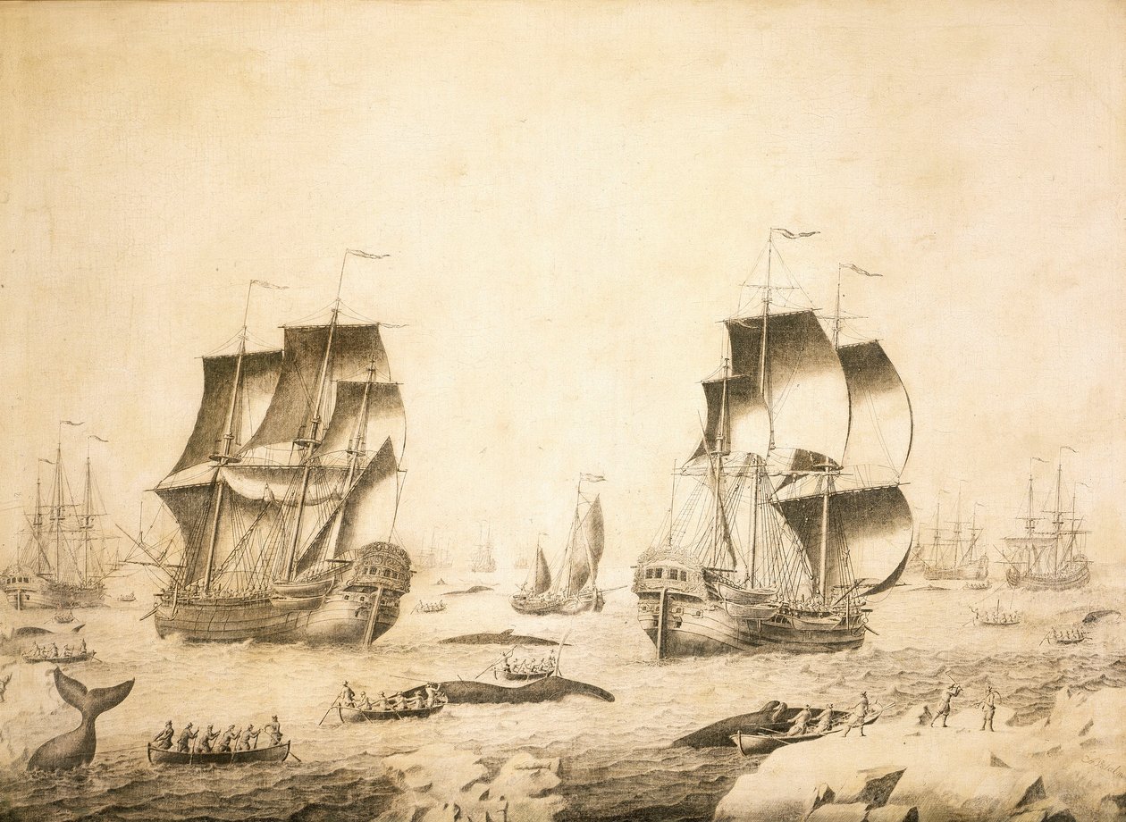 Wielorybnicy w lodzie autorstwa Adriaen or Abraham Salm