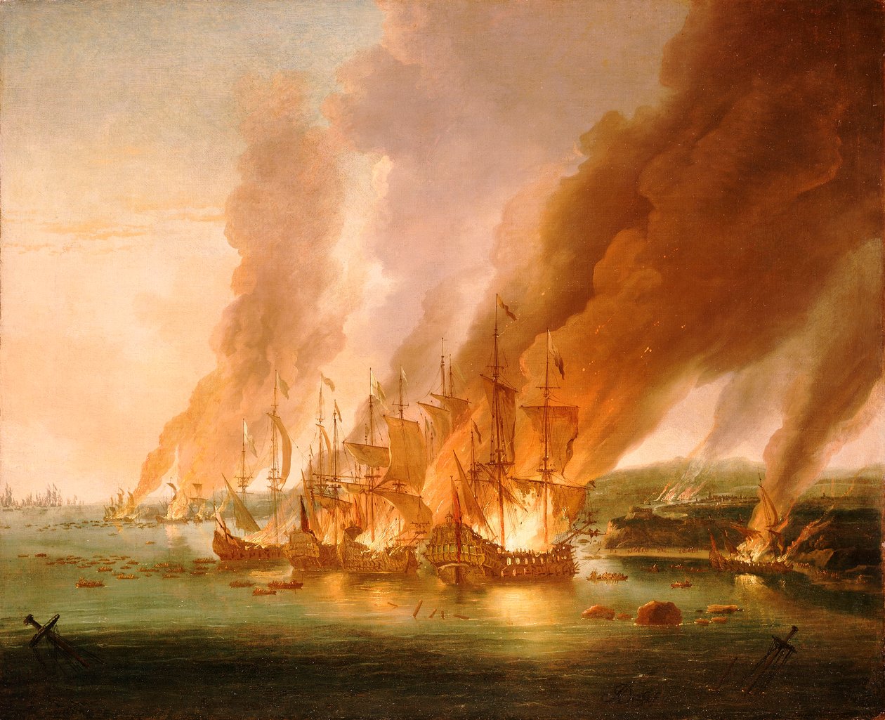 Bitwa pod La Hogue, 23 maja 1692, koniec XVII wieku (obraz olejny) autorstwa Adriaen van Diest