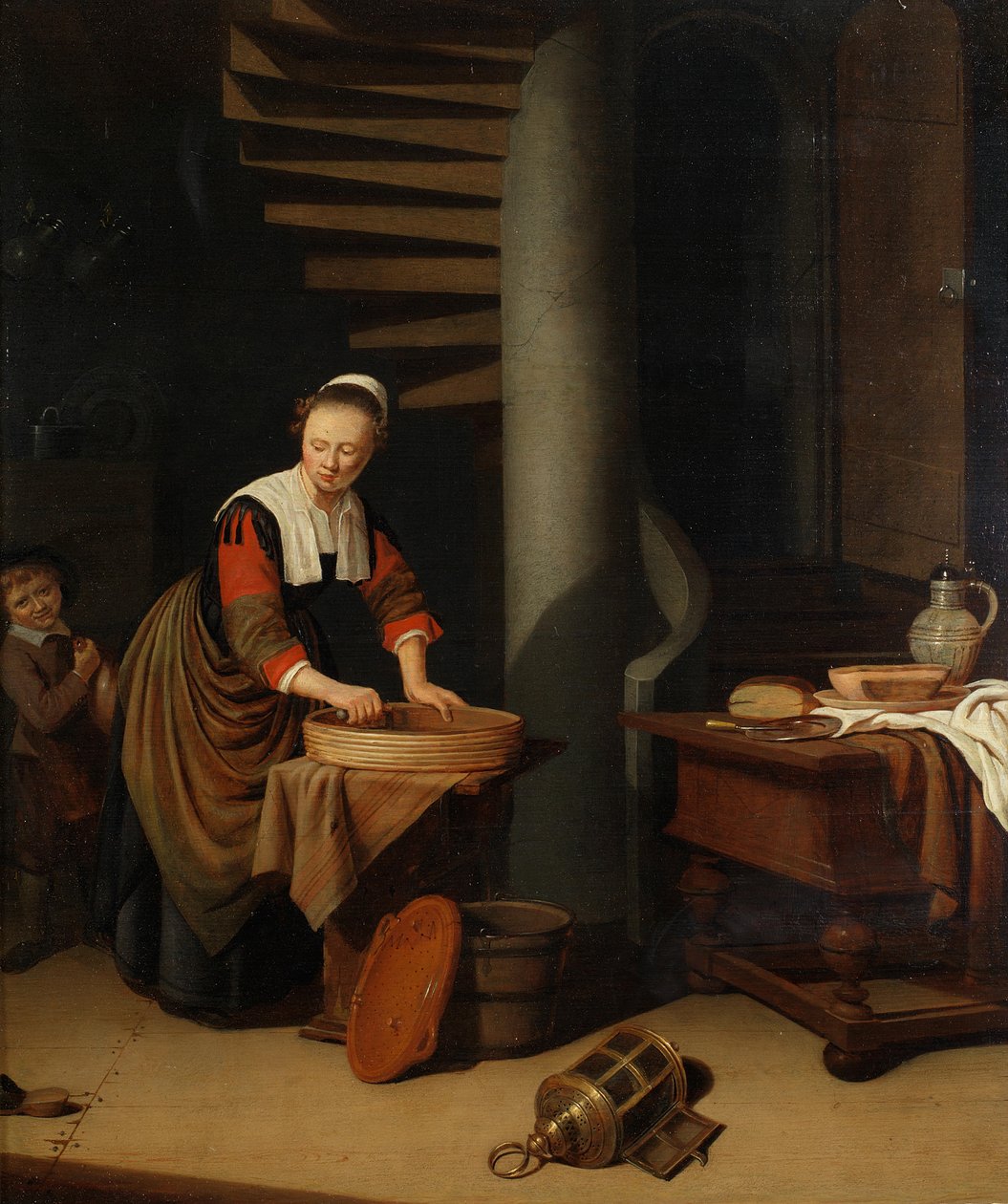 Pomoc kuchenna prasująca autorstwa Adriaen van Gaesbeeck