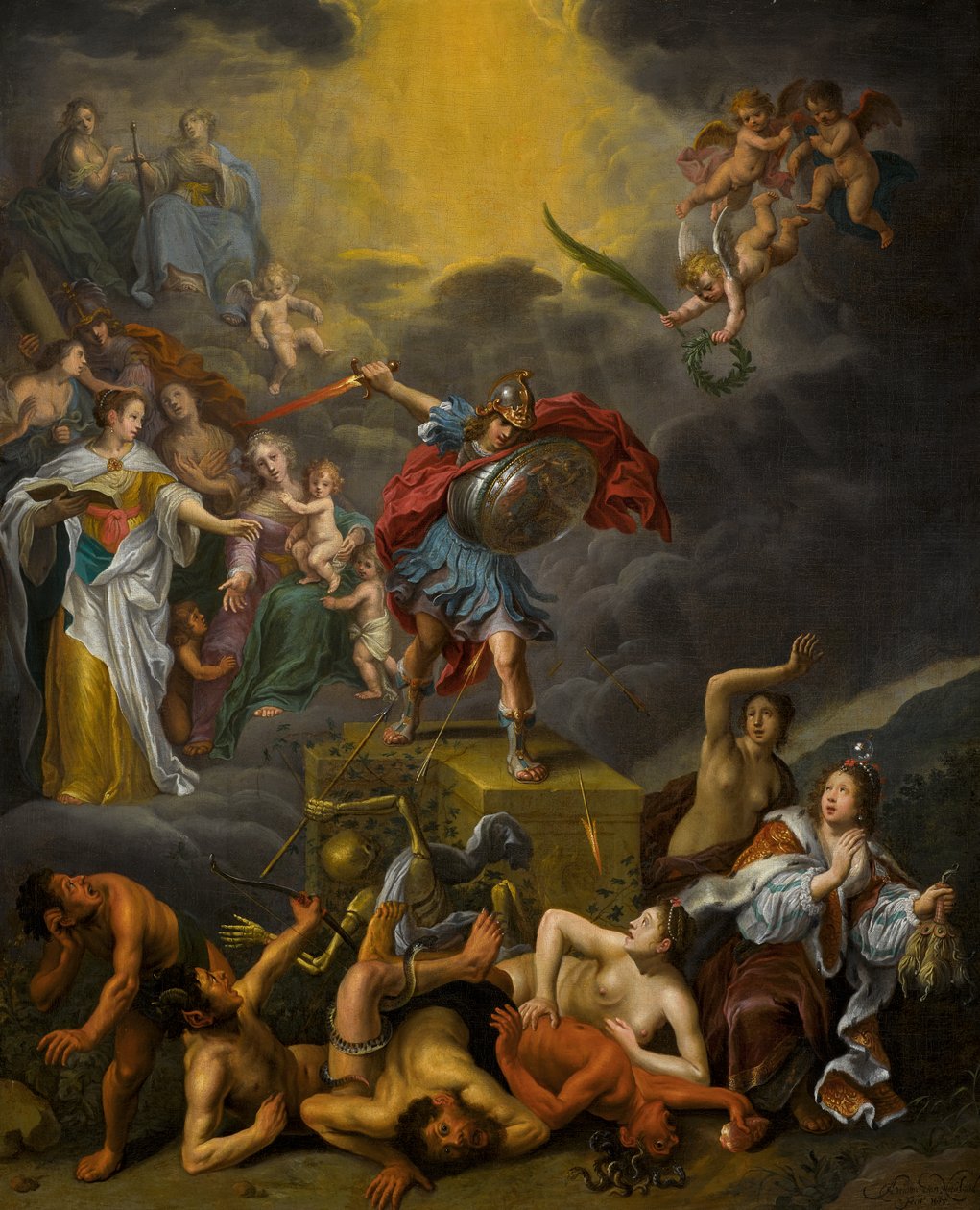 Bitwa cnoty przeciwko wadom autorstwa Adriaen van Nieulandt the younger