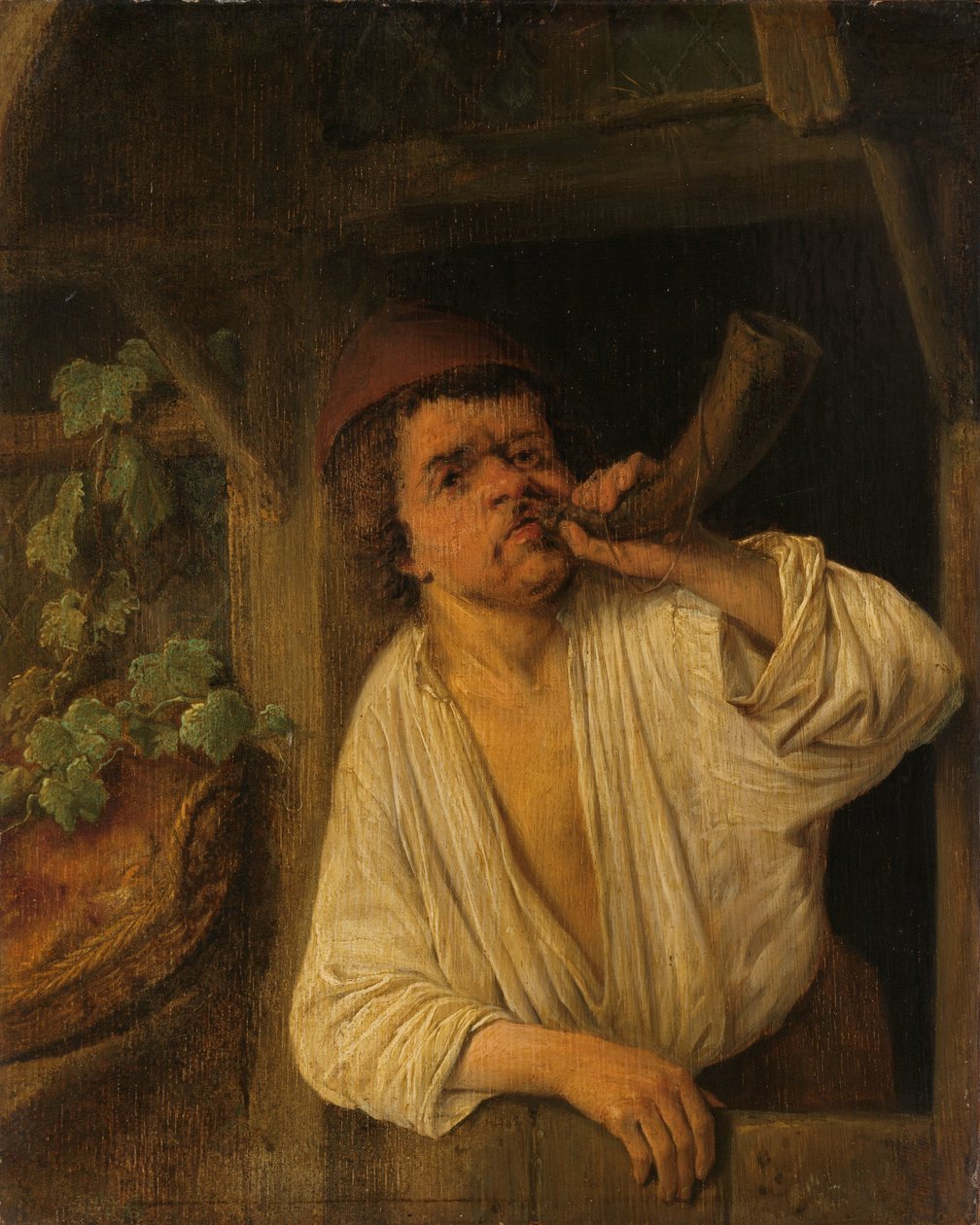 Piekarz grający w trąbkę autorstwa Adriaen van Ostade