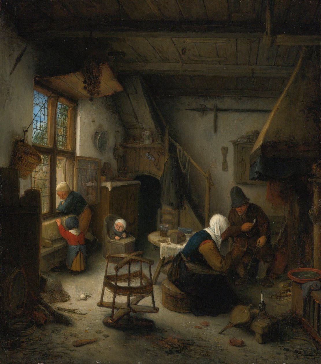 Chłopska rodzina w chacie po posiłku autorstwa Adriaen van Ostade