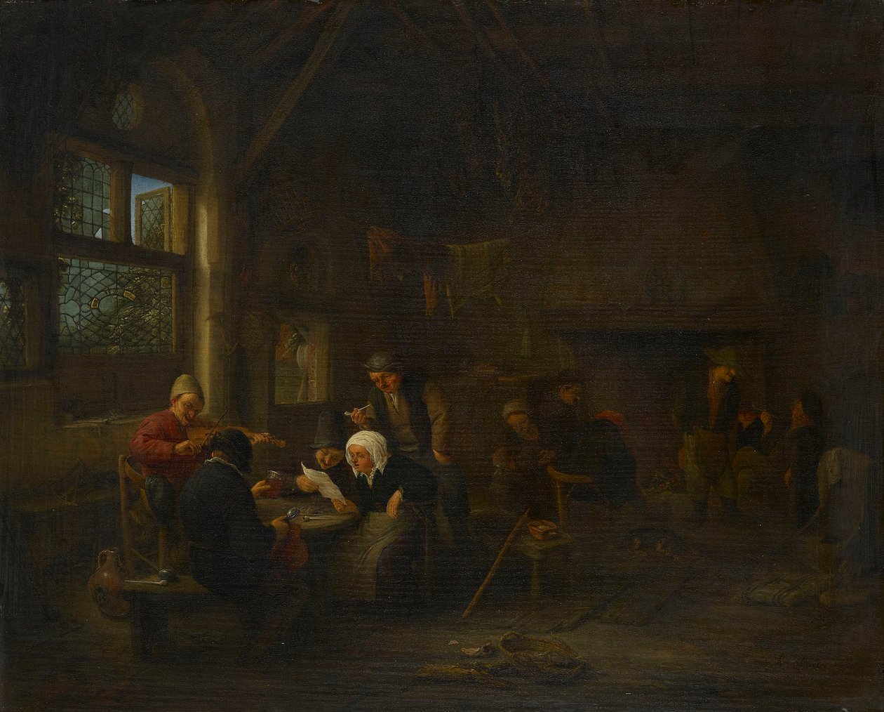 Wieczorna scena w tawernie ze skrzypkiem autorstwa Adriaen van Ostade