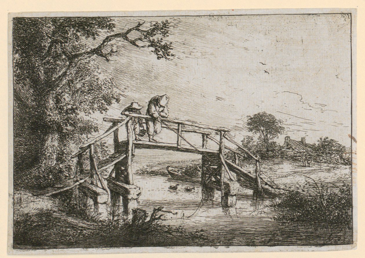 Wędkarze na moście autorstwa Adriaen van Ostade