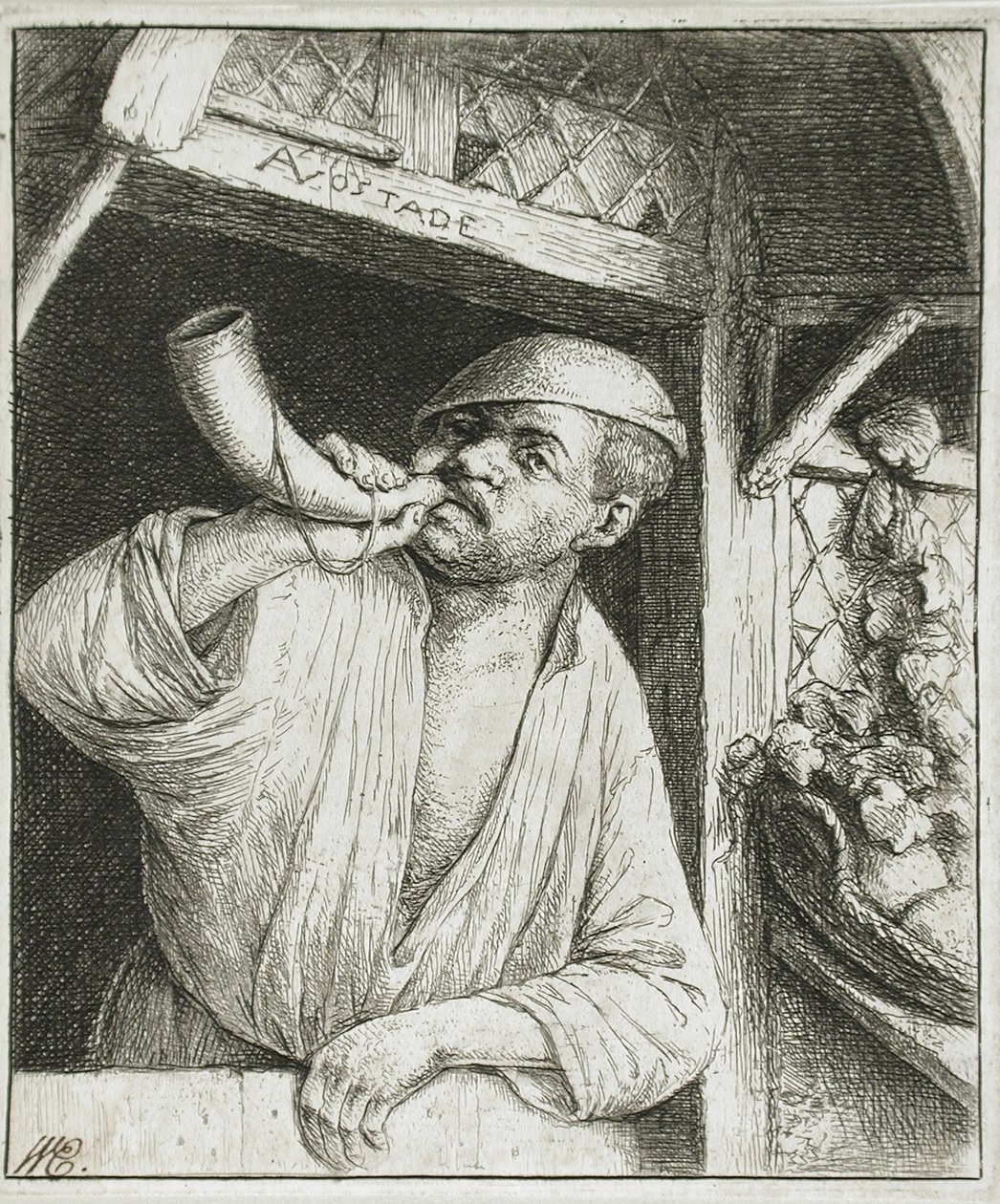 Piekarz dmący w róg autorstwa Adriaen van Ostade