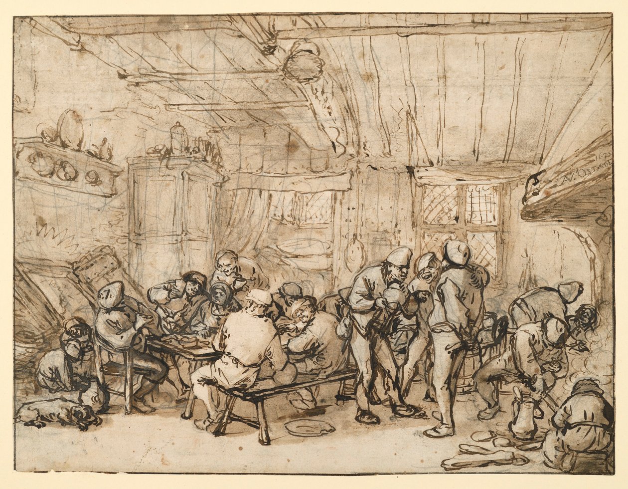 Rolnicy w gospodzie autorstwa Adriaen van Ostade