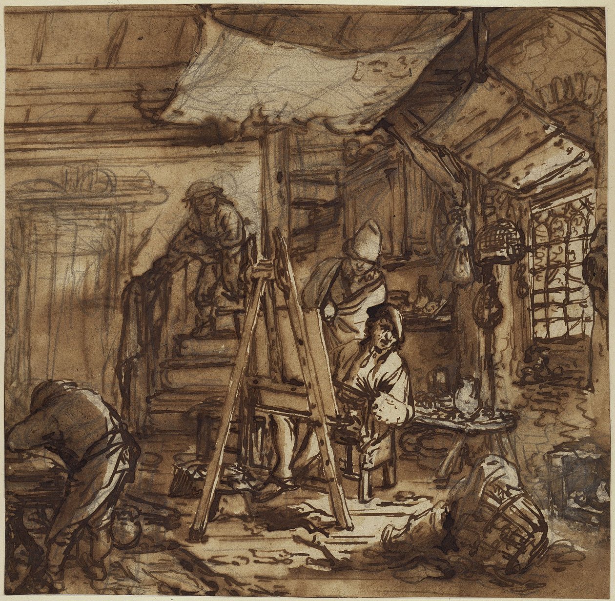 Malarz w pracowni autorstwa Adriaen van Ostade
