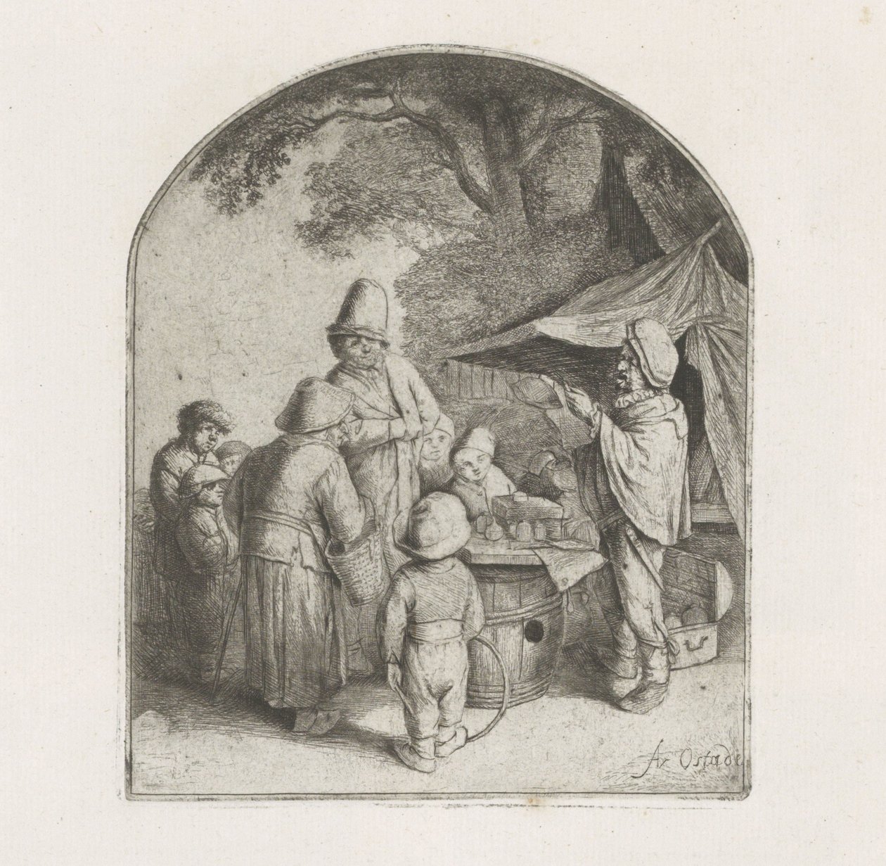 Liczby na straganie znachora autorstwa Adriaen van Ostade