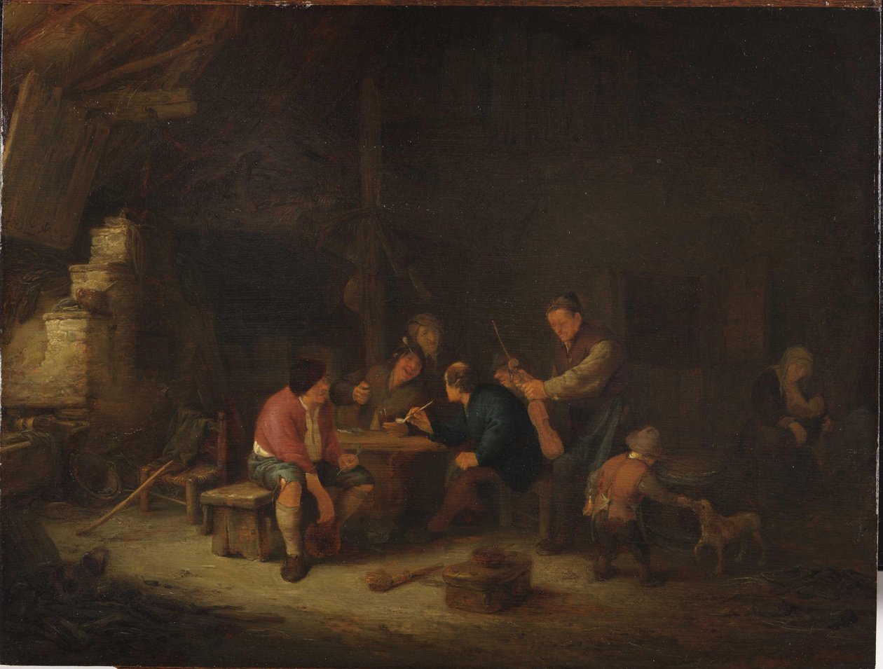 Wnętrze z chłopami autorstwa Adriaen Jansz. van Ostade