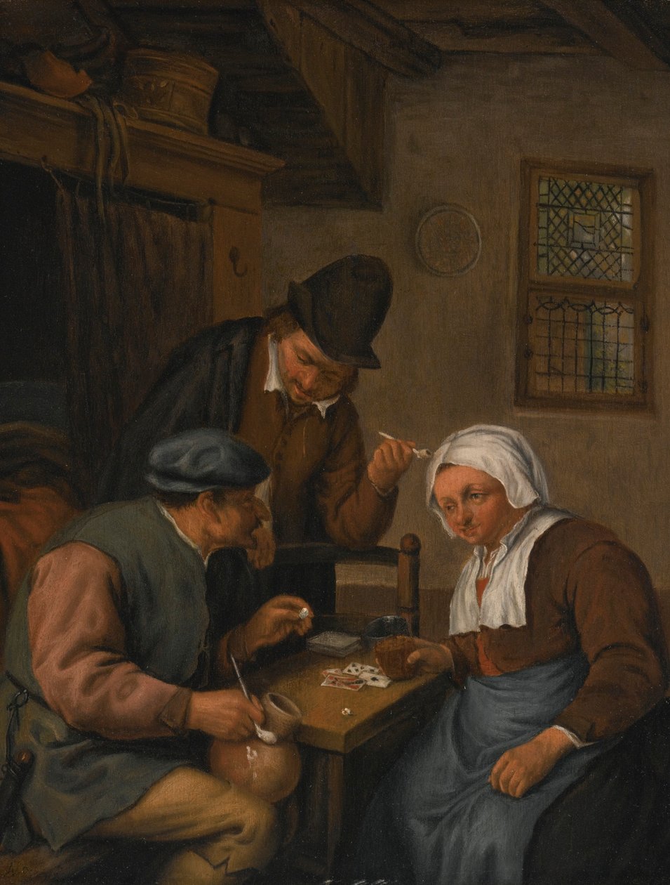 Wnętrze z chłopami grającymi w karty autorstwa Adriaen van Ostade