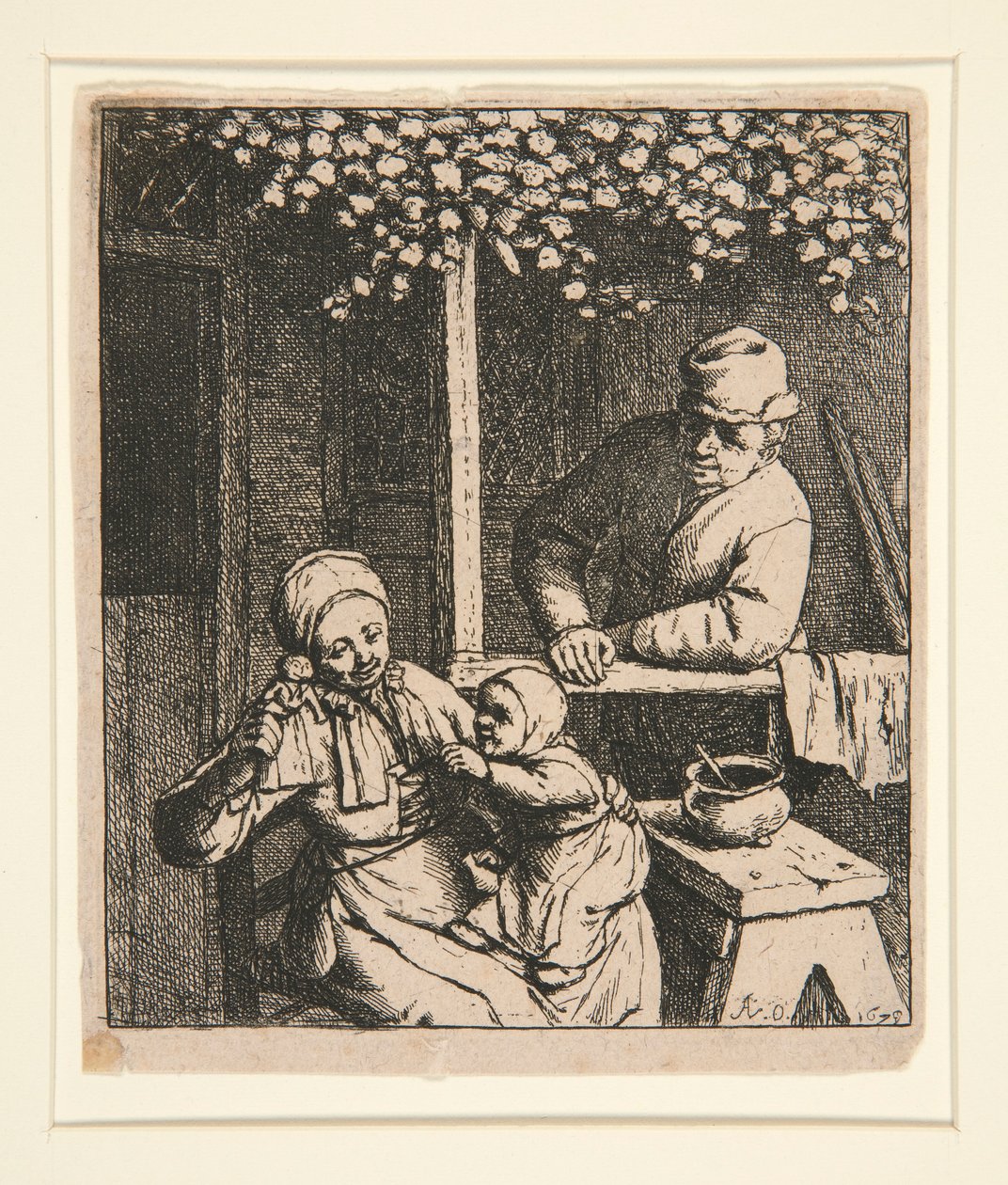 La poupee pragnienie [Kobieta drażni dziecko lalką] autorstwa Adriaen van Ostade