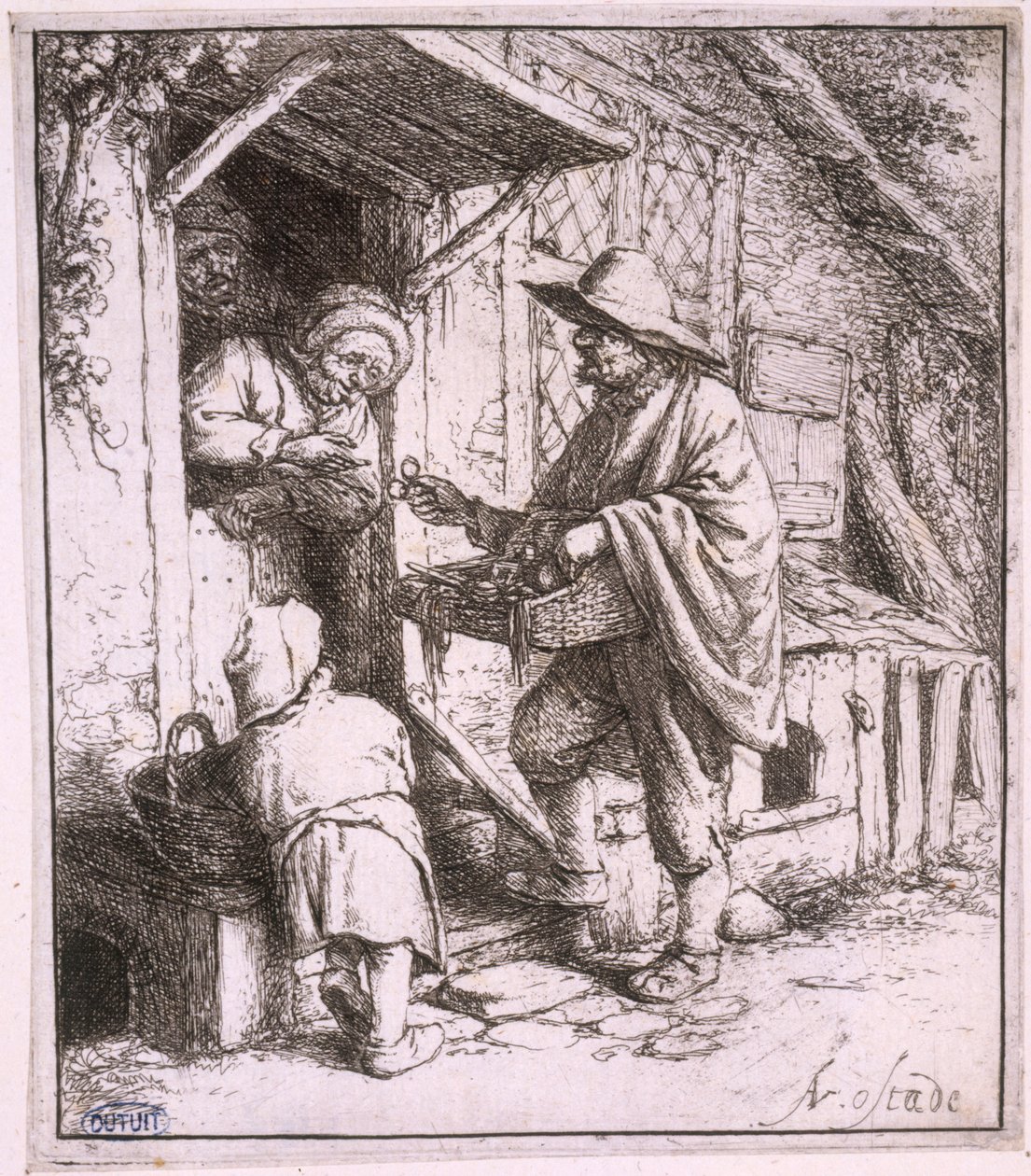 Der Brillenhändler (Bartsch 29) autorstwa Adriaen van Ostade