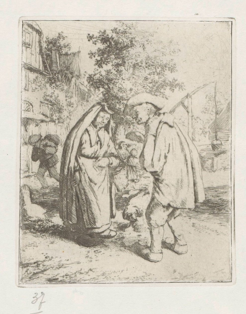 Mężczyzna i kobieta w rozmowie autorstwa Adriaen van Ostade