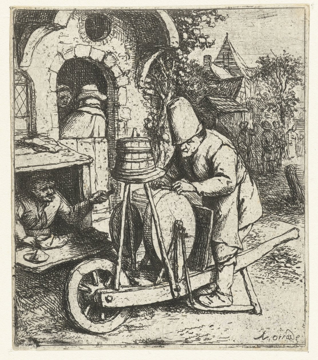 Ostrzałka do noży w pracy u szewca Ostrzałka do noży autorstwa Adriaen van Ostade