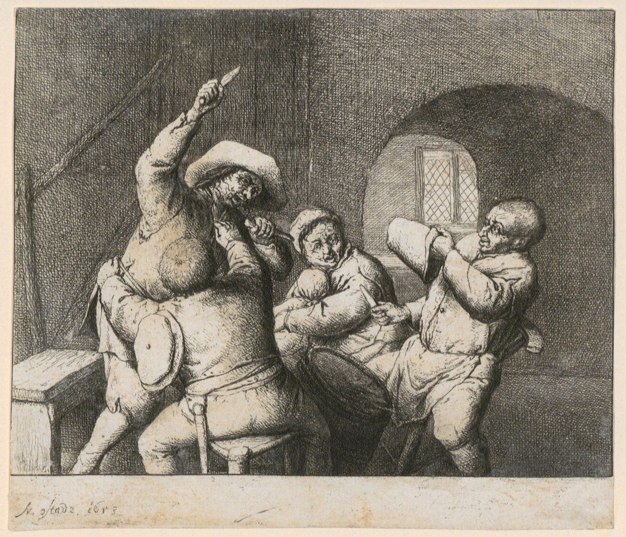 Walka na noże autorstwa Adriaen van Ostade