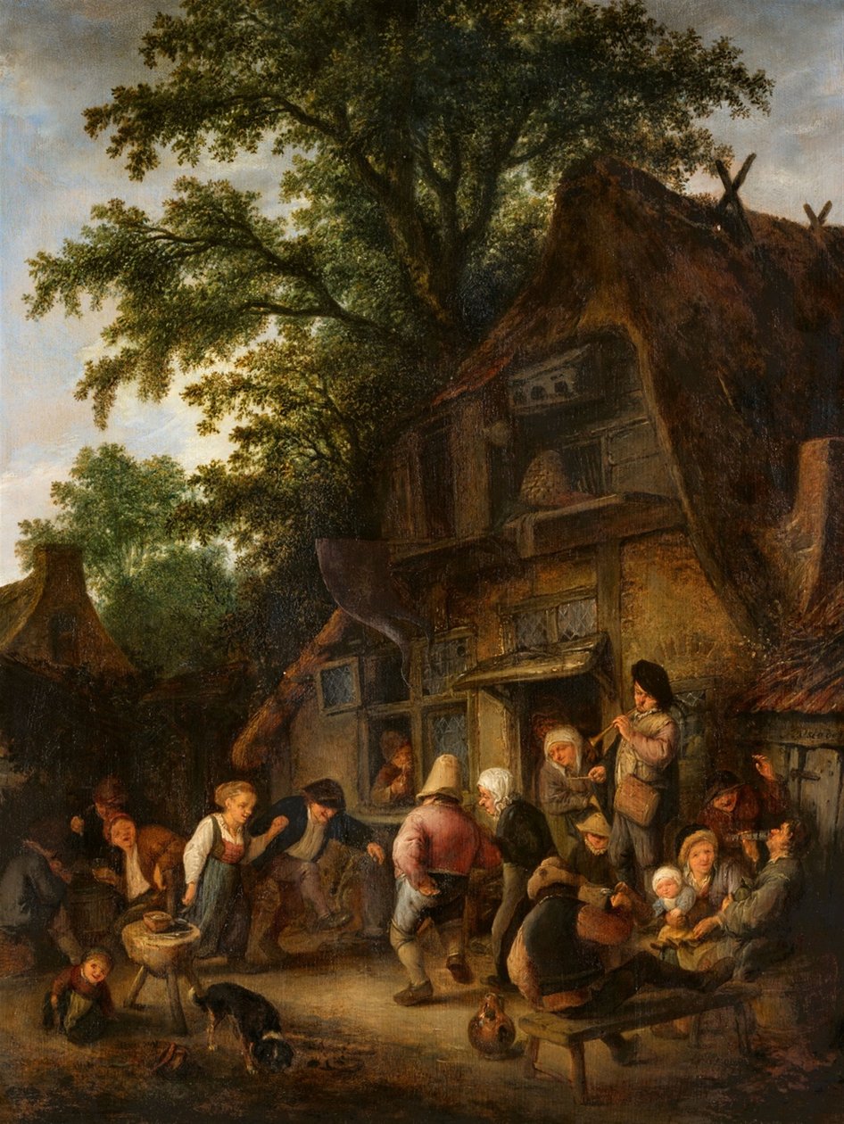 Taniec chłopski przy tawernie autorstwa Adriaen van Ostade