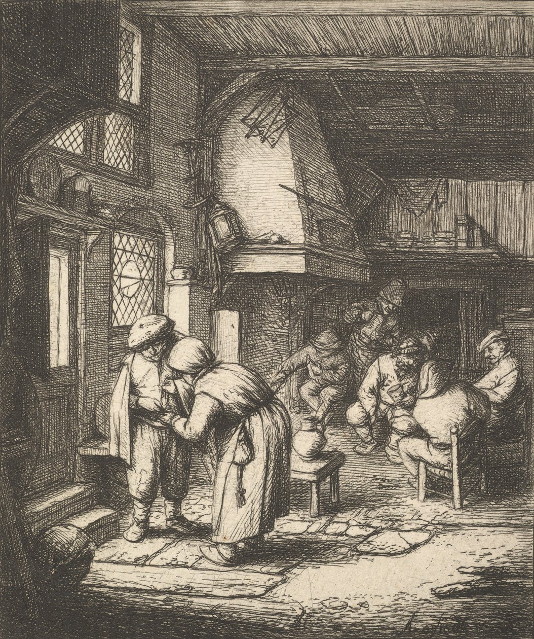 Chłop płacący rachunek, 1610-85. autorstwa Adriaen van Ostade