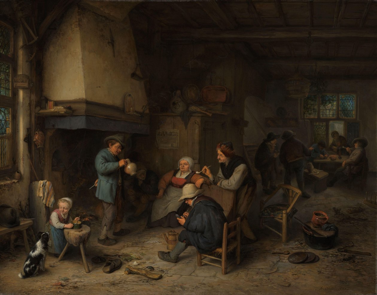 Chłopi we wnętrzu autorstwa Adriaen van Ostade