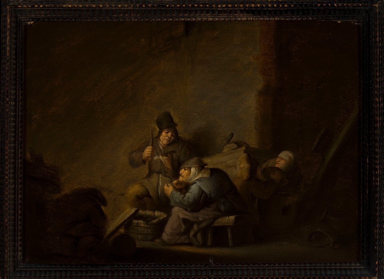 Scena rodzajowa we wnętrzu autorstwa Adriaen van Ostade