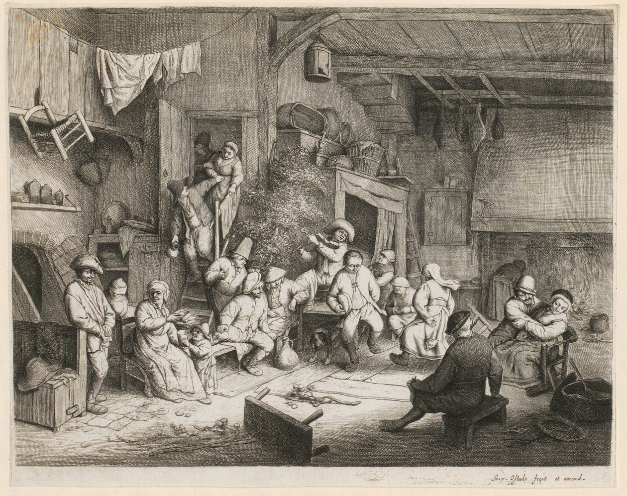 Taniec w gospodzie autorstwa Adriaen van Ostade