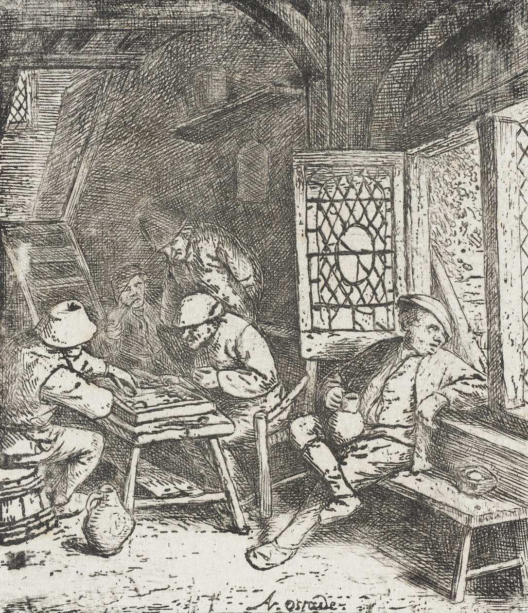 Gracze w backgammona autorstwa Adriaen van Ostade