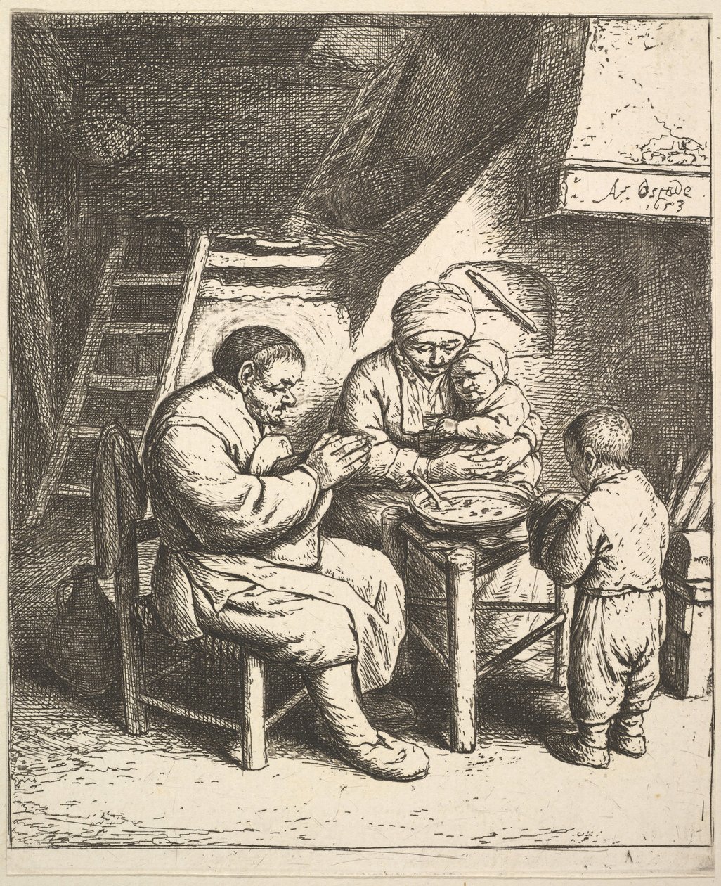 Błogosławieństwo, 1610-85. autorstwa Adriaen van Ostade