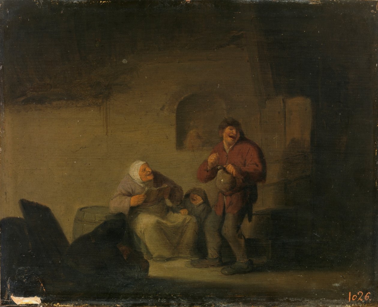Dwóch chłopów i śpiewająca kobieta autorstwa Adriaen van Ostade