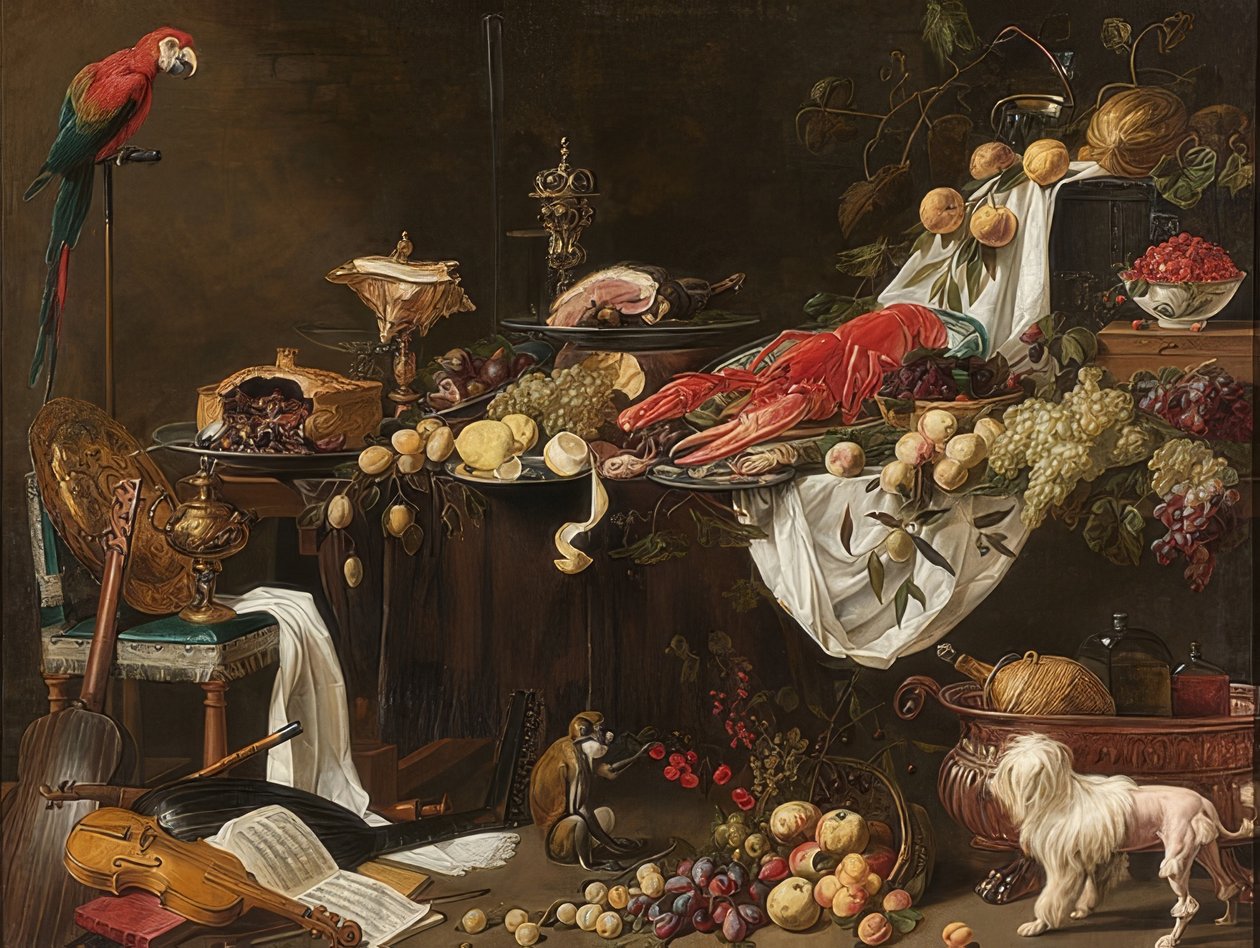 Bankietowa martwa natura. 1644 autorstwa Adriaen van Utrecht