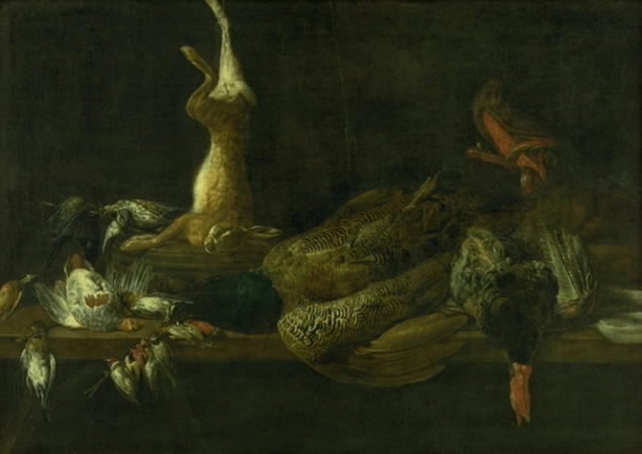 Martwa natura z grą na stole autorstwa Adriaen van Utrecht