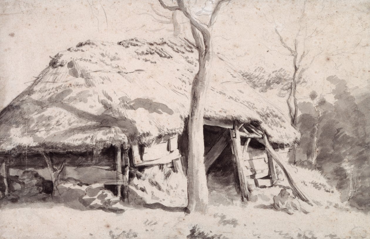 Owczarnia w lesie (kreda i pranie) autorstwa Adriaen van de Velde
