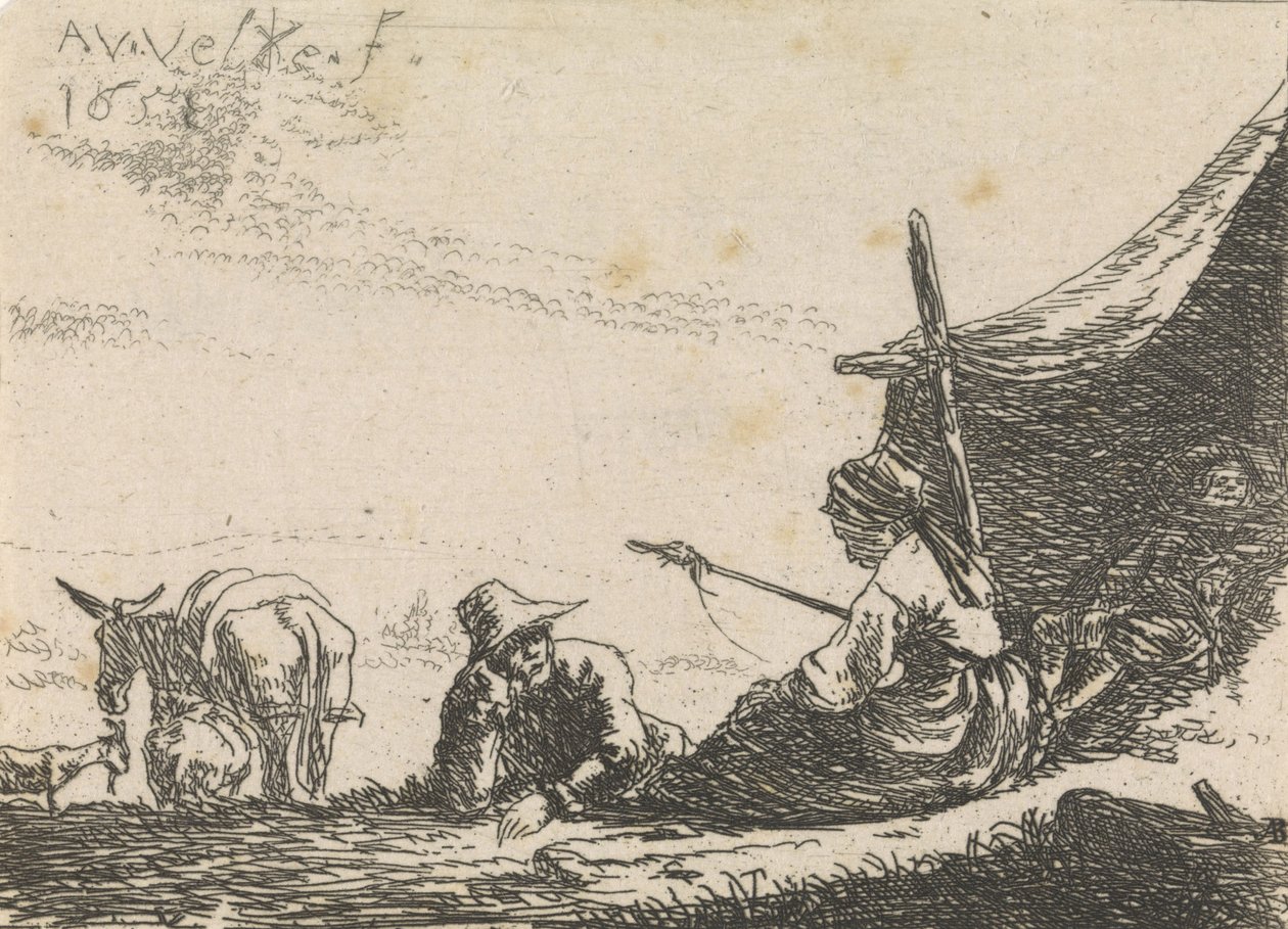 Figurki przy namiocie, 1653 autorstwa Adriaen van de Velde
