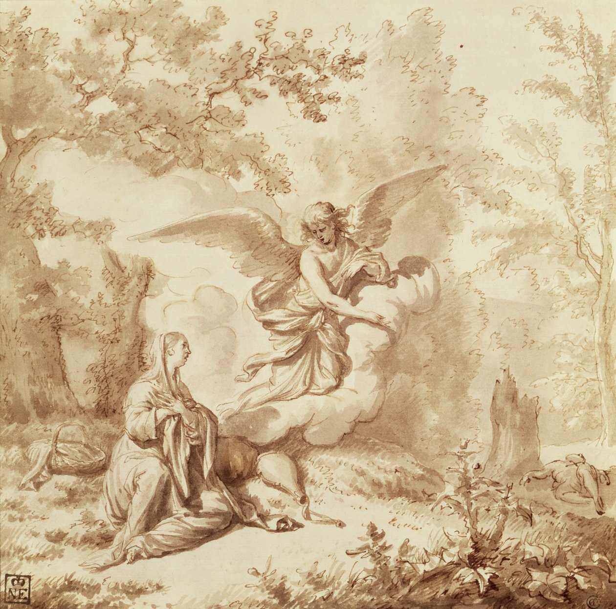 Hagar na pustyni (rysunek) autorstwa Adriaen van de Velde