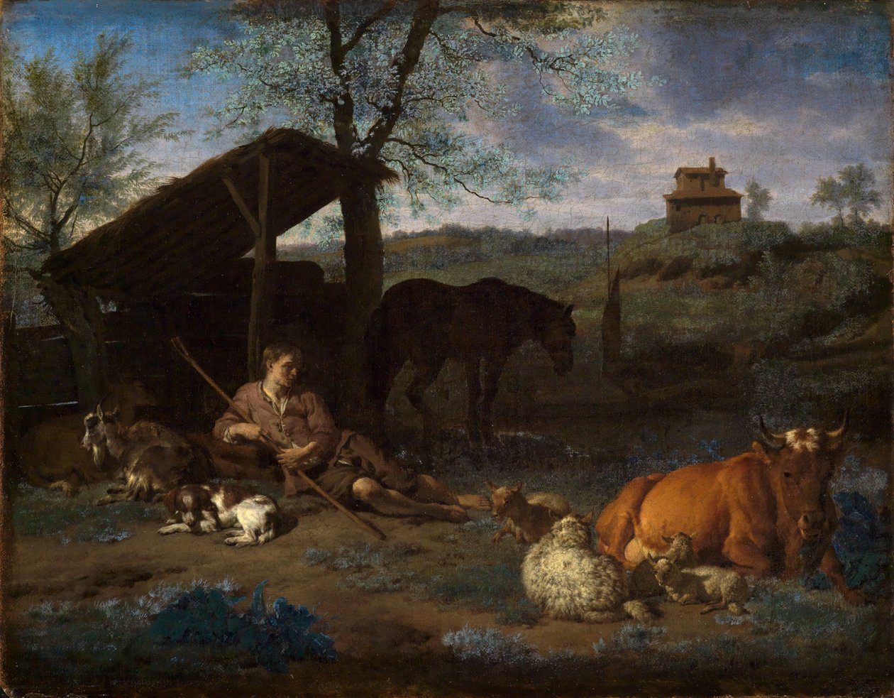Spoczywający pasterz przy swoim stadzie autorstwa Adriaen van de Velde