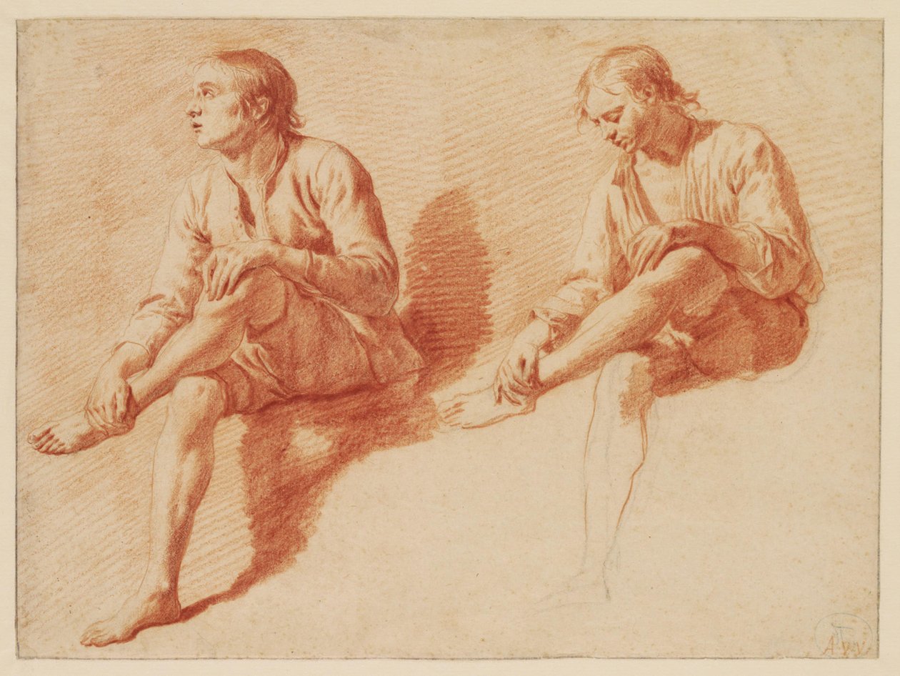 Dwa studia siedzącego chłopca autorstwa Adriaen van de Velde