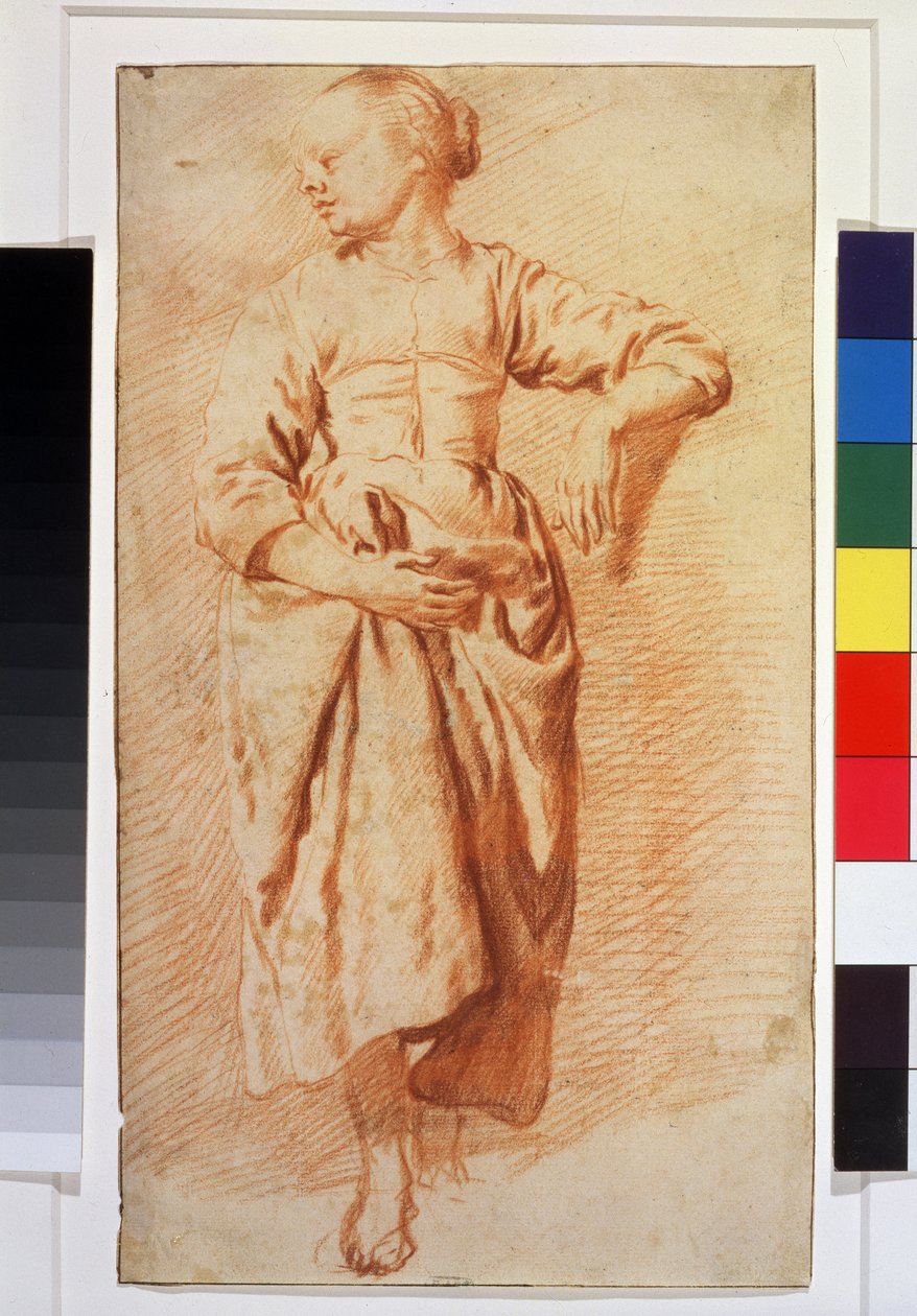 Kobieta w chłopskiej sukience. 1670-1675 (kreda) autorstwa Adriaen van de Velde