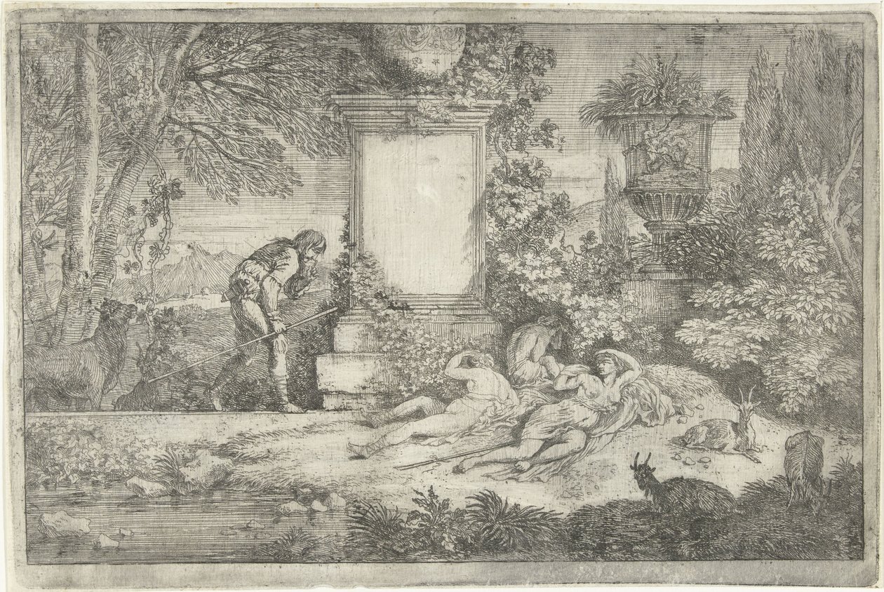 Śpiące pasterki Pejzaże, seria 1 (tytuł serii) autorstwa Adriaen van der Kabel