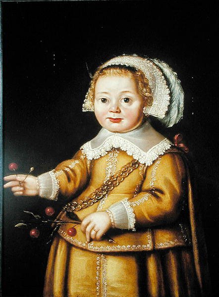 Portret Anne Gibson jako dziecka (olej na panelu) autorstwa Adriaen van der Linde