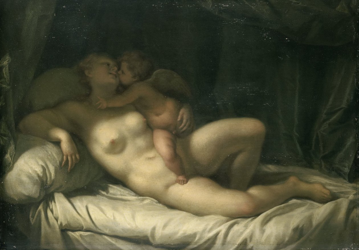 Amor całuje Wenus autorstwa Adriaen van der Werff (manner of)