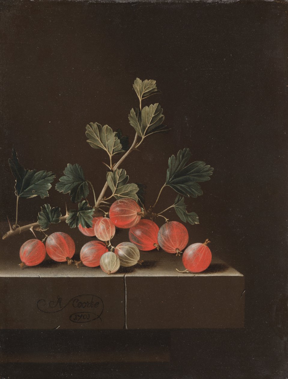 Agrest na stole, 1701 autorstwa Adrian Coorte