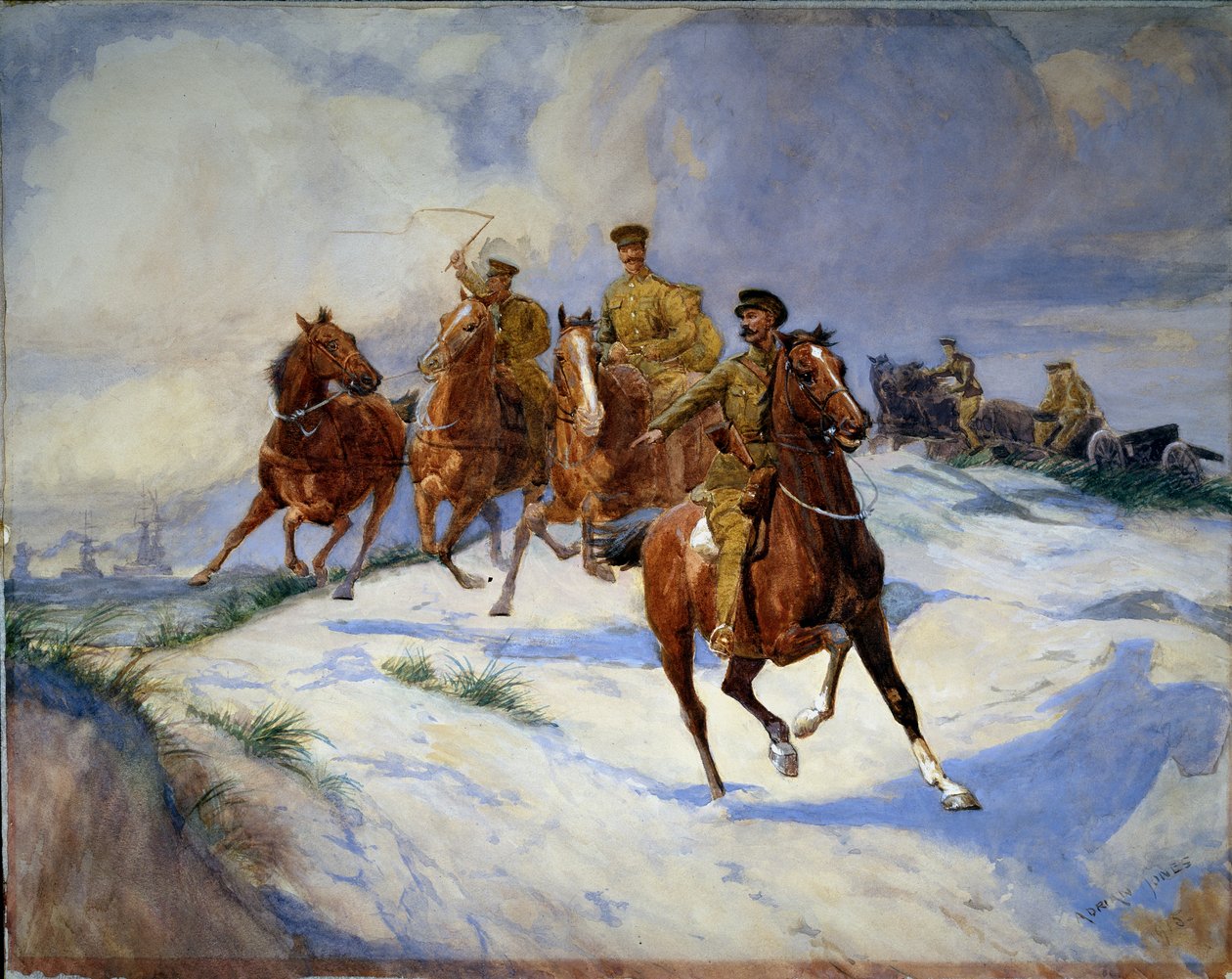 Artyleria na wydmach, Flandria, 1915 autorstwa Adrian Jones