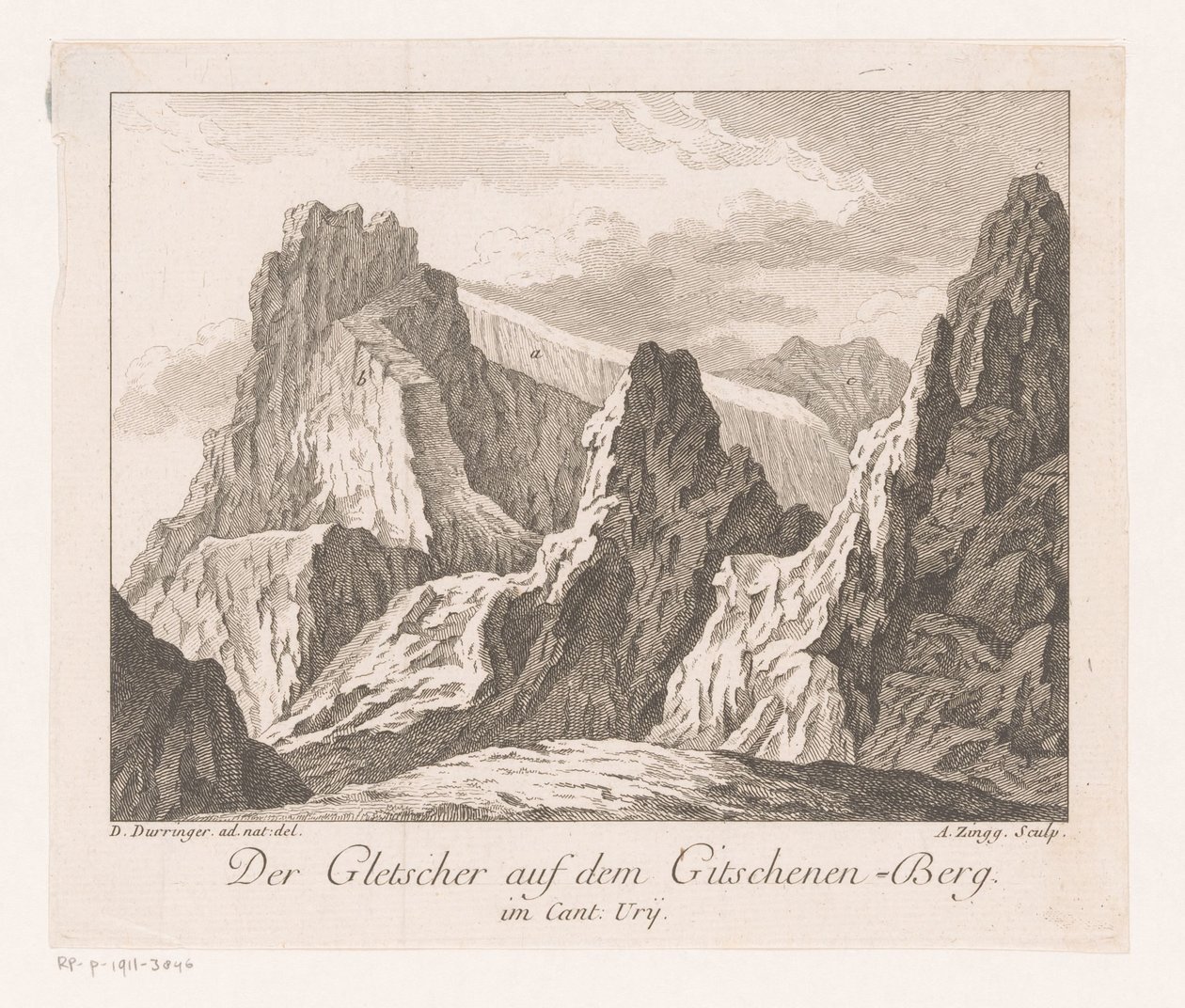 Widok na lodowiec w Alpach Der Gletscher auf dem Gitschenen-Berg (tytuł na obiekcie) autorstwa Adrian Zingg