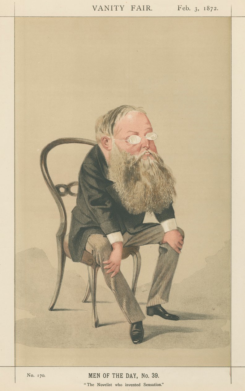 Powieściopisarz, który wynalazł sensację, Wilkie Collins (seria Vanity Fair) autorstwa Adriano Cecioni