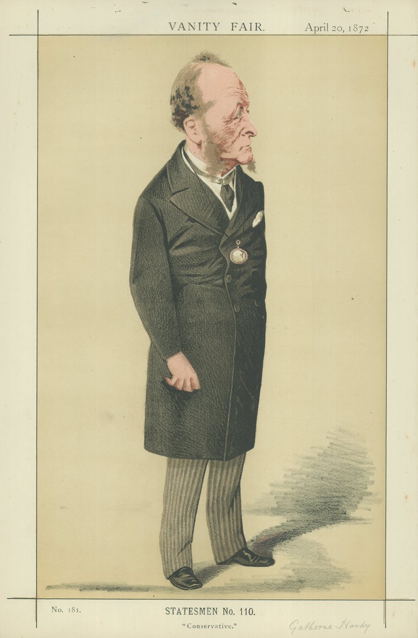 The Right Hon Gathorne Hardy (kolorowa litografia) autorstwa Adriano Cecioni