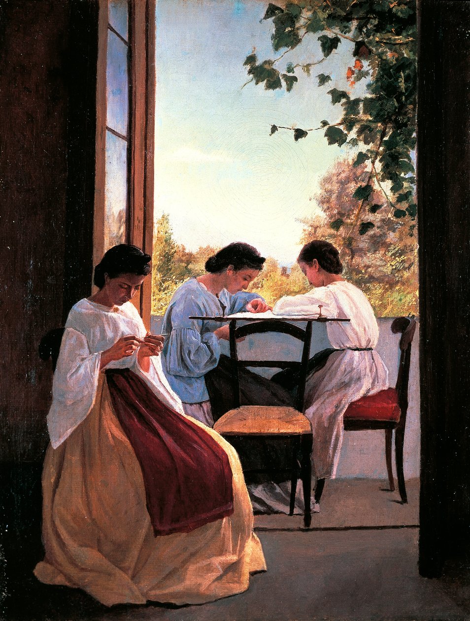 Hafciarki – Adriano Cecioni (1836-1886), olej na płótnie, detal 52x41 cm autorstwa Adriano Cecioni