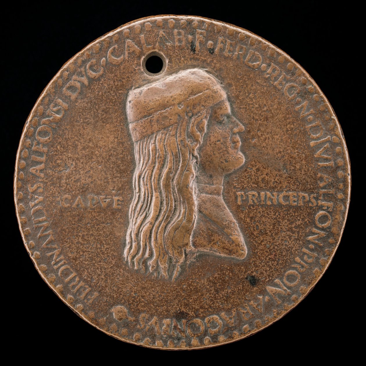 Ferdynand II Aragoński, zmarł 1496, książę Kapui i król Neapolu 1495 [obv], 1494 lub wcześniej. autorstwa Adriano Fiorentino