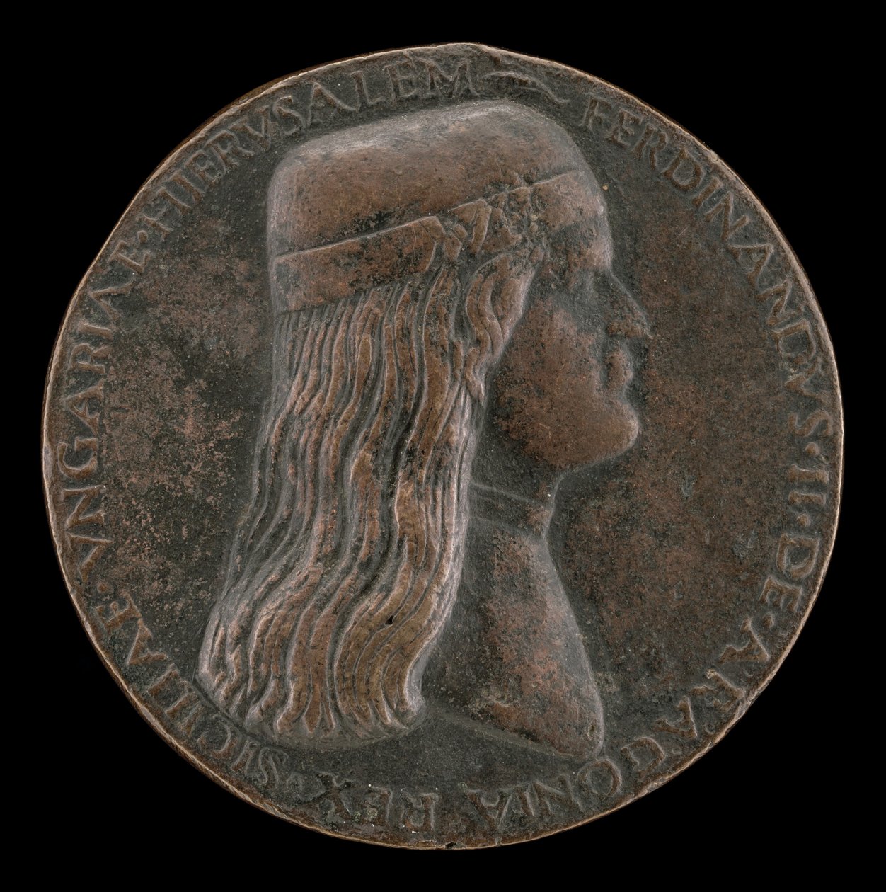 Ferdynand II Aragoński, zm. 1496, książę Kapui i król Neapolu 1495 [awers], 14951496. autorstwa Adriano Fiorentino